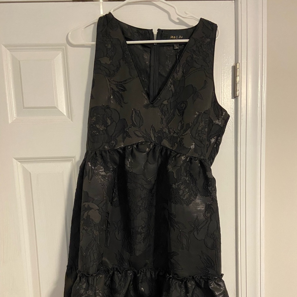 Brocade Dress with Plunging Neck